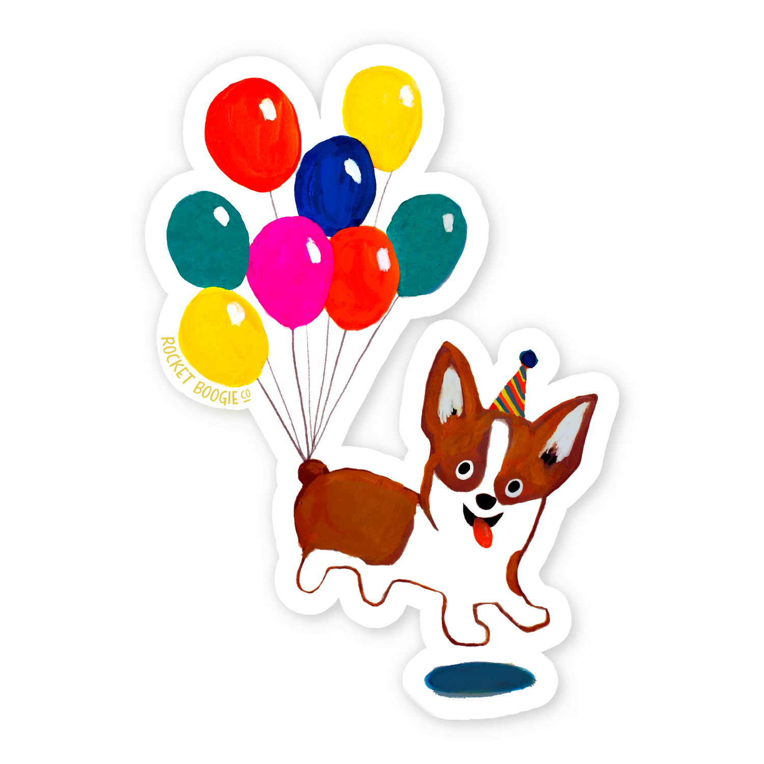 Corgi Balloons Sticker