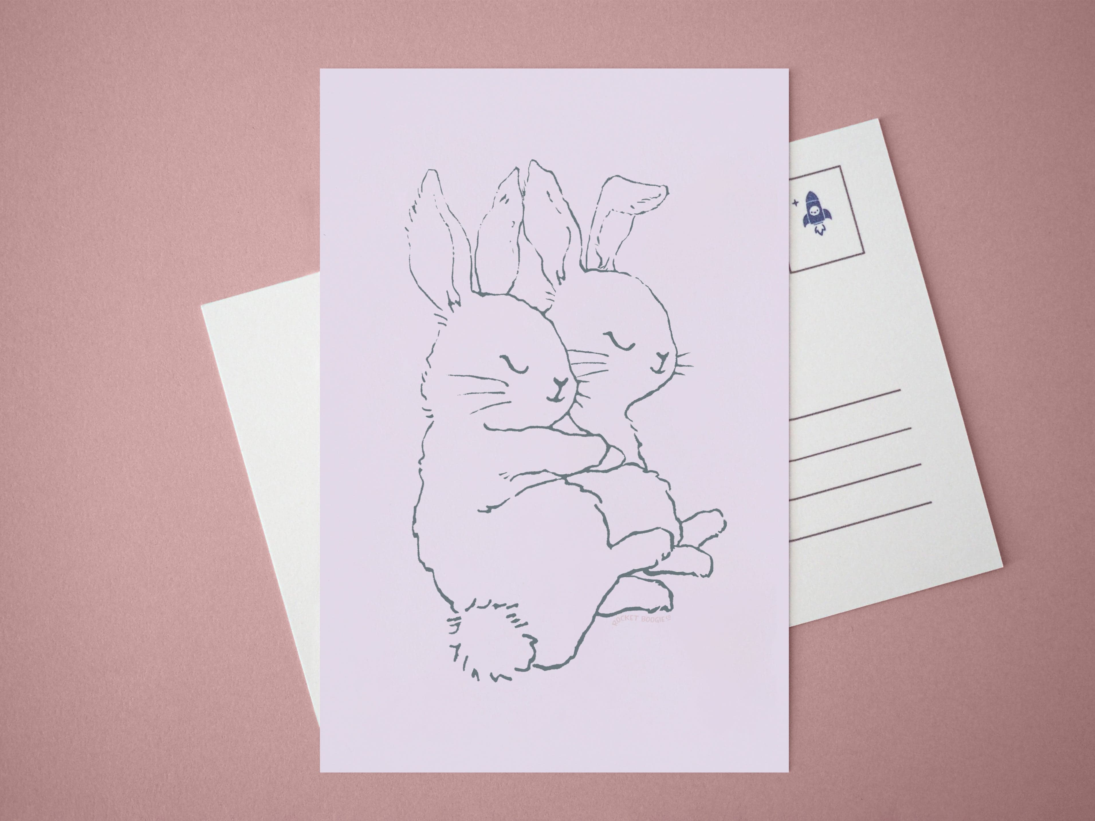 Sleepy Bunnies Mini Print / Postcard