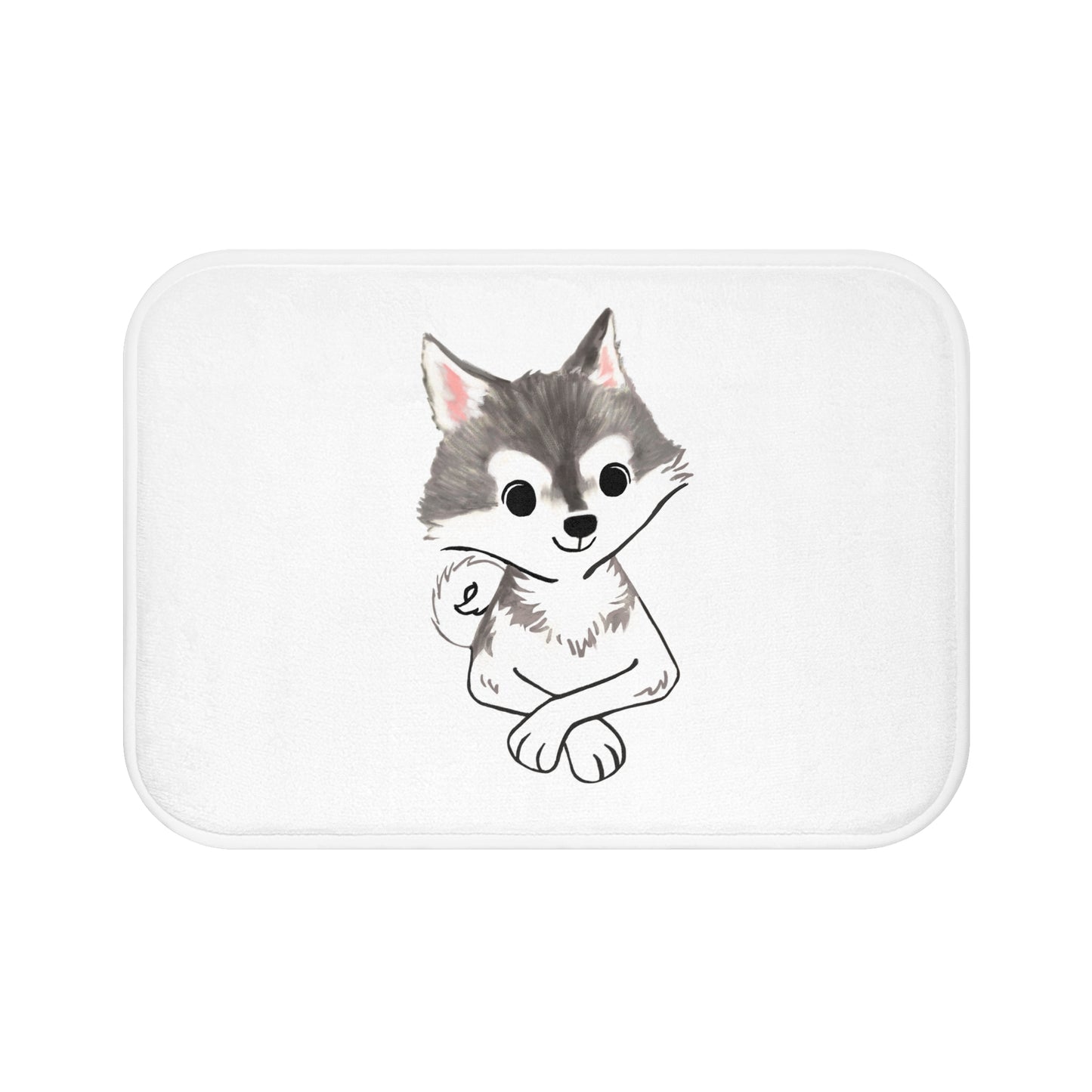 Grey and White Klee Kai Cross Bath Mat