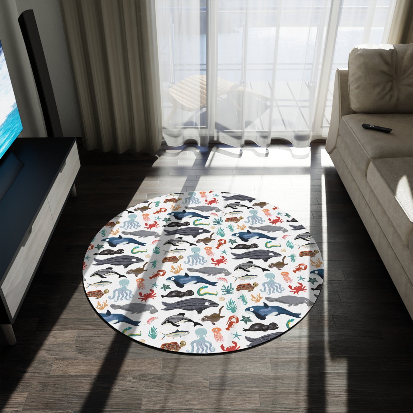 Sea Change: Ocean Animals 5' Round Rug