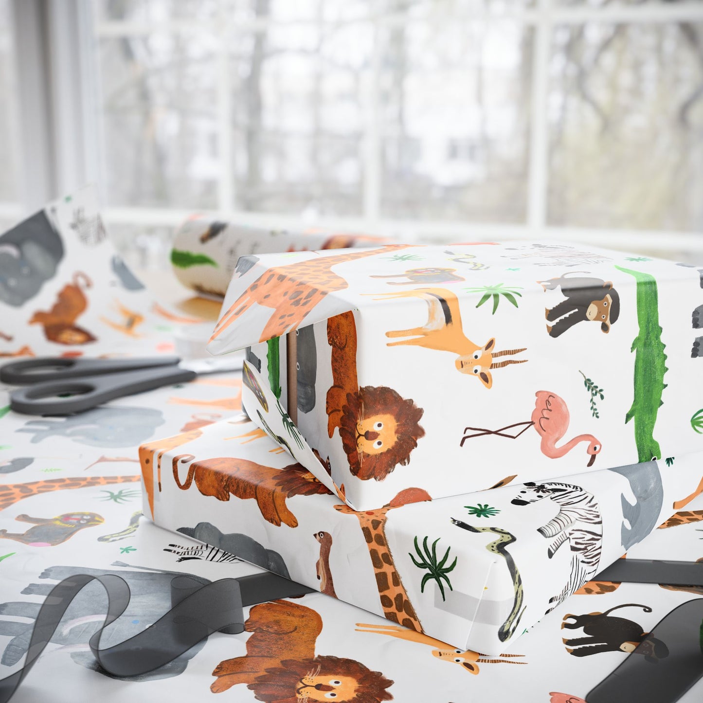 Jungle + Safari Animals Gift Wrap