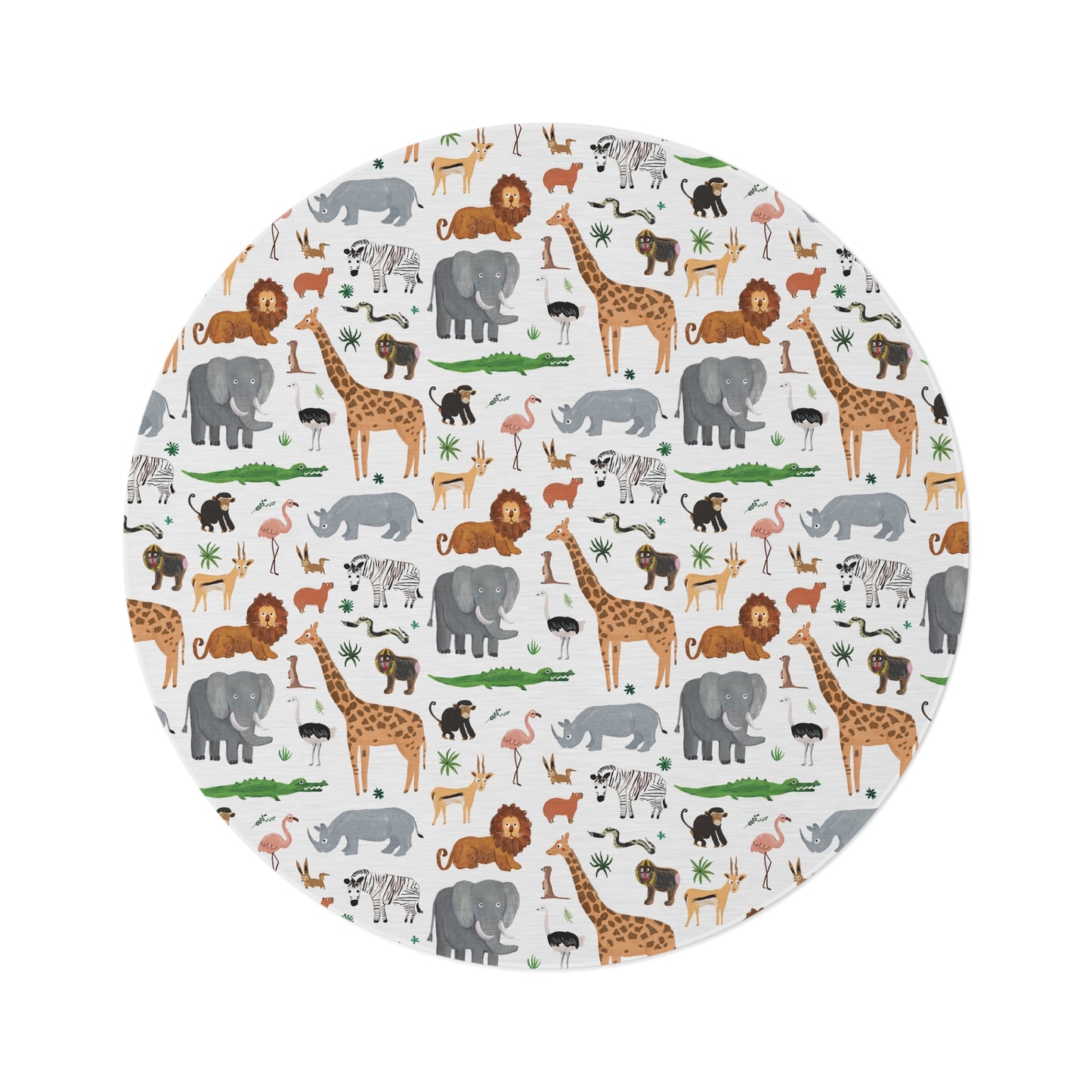 Jungle + Safari Animals 5' Round Rug