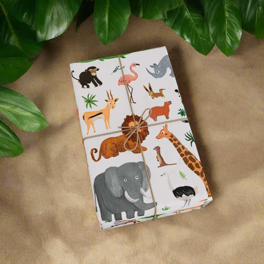 Jungle + Safari Animals Gift Wrap