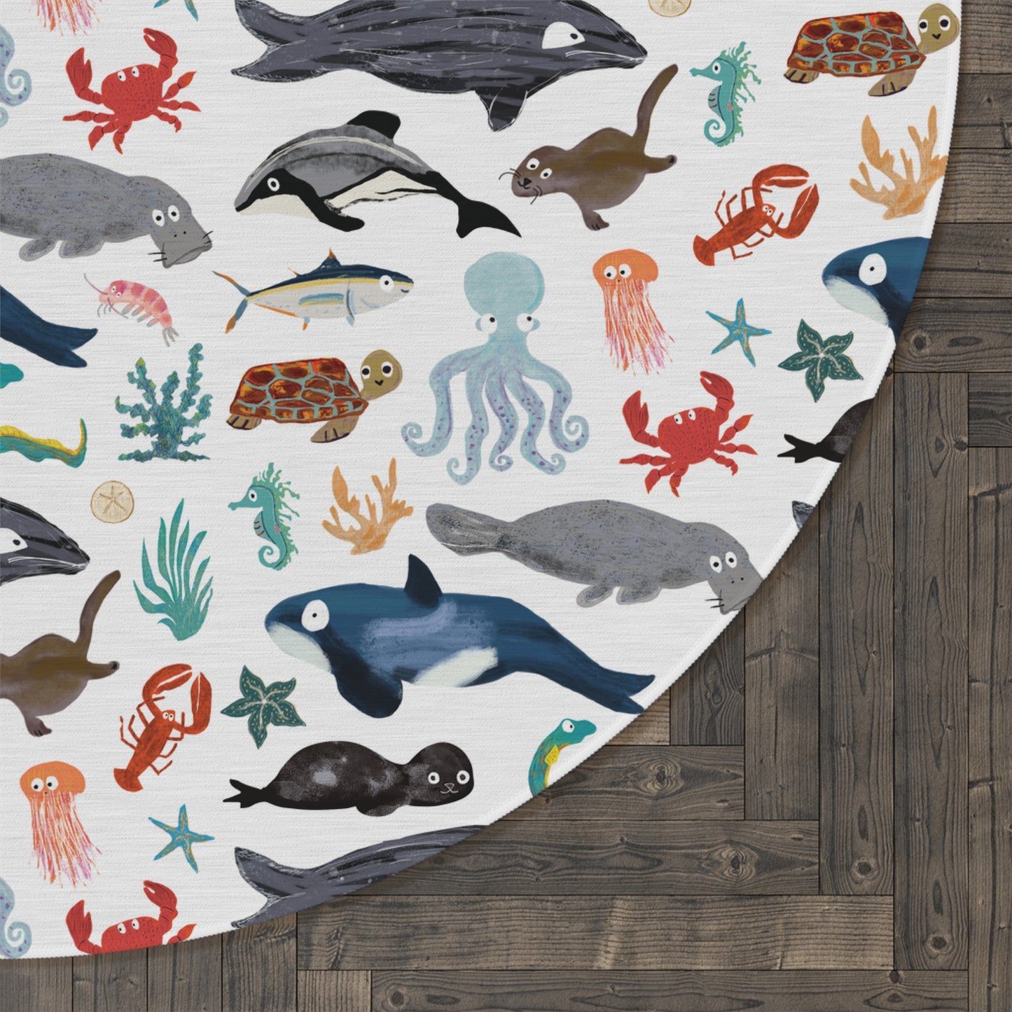 Sea Change: Ocean Animals 5' Round Rug