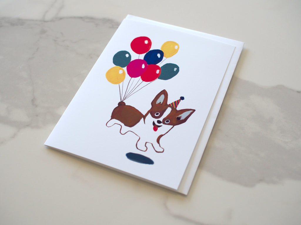 Corgi Balloons Card
