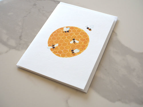 Bees On Honeycomb Card