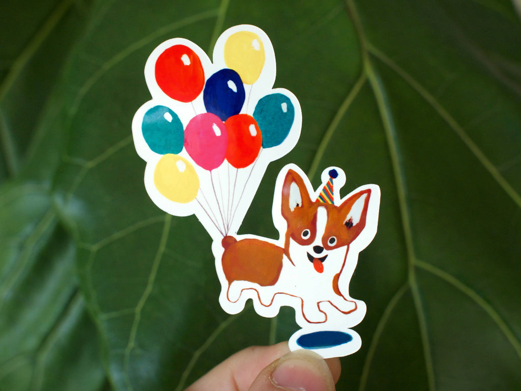 Corgi Balloons Sticker