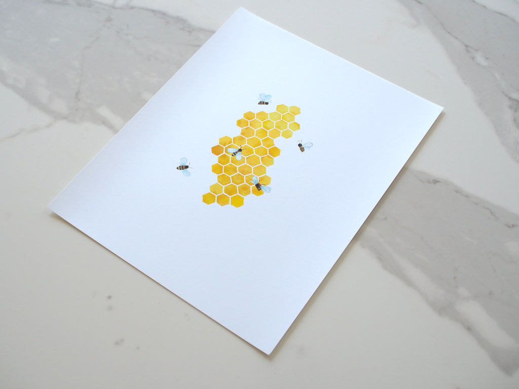 Honeycomb + Bees Print