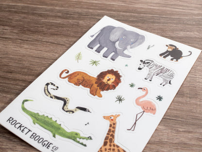 Jungle + Safari Animals Sticker Sheet