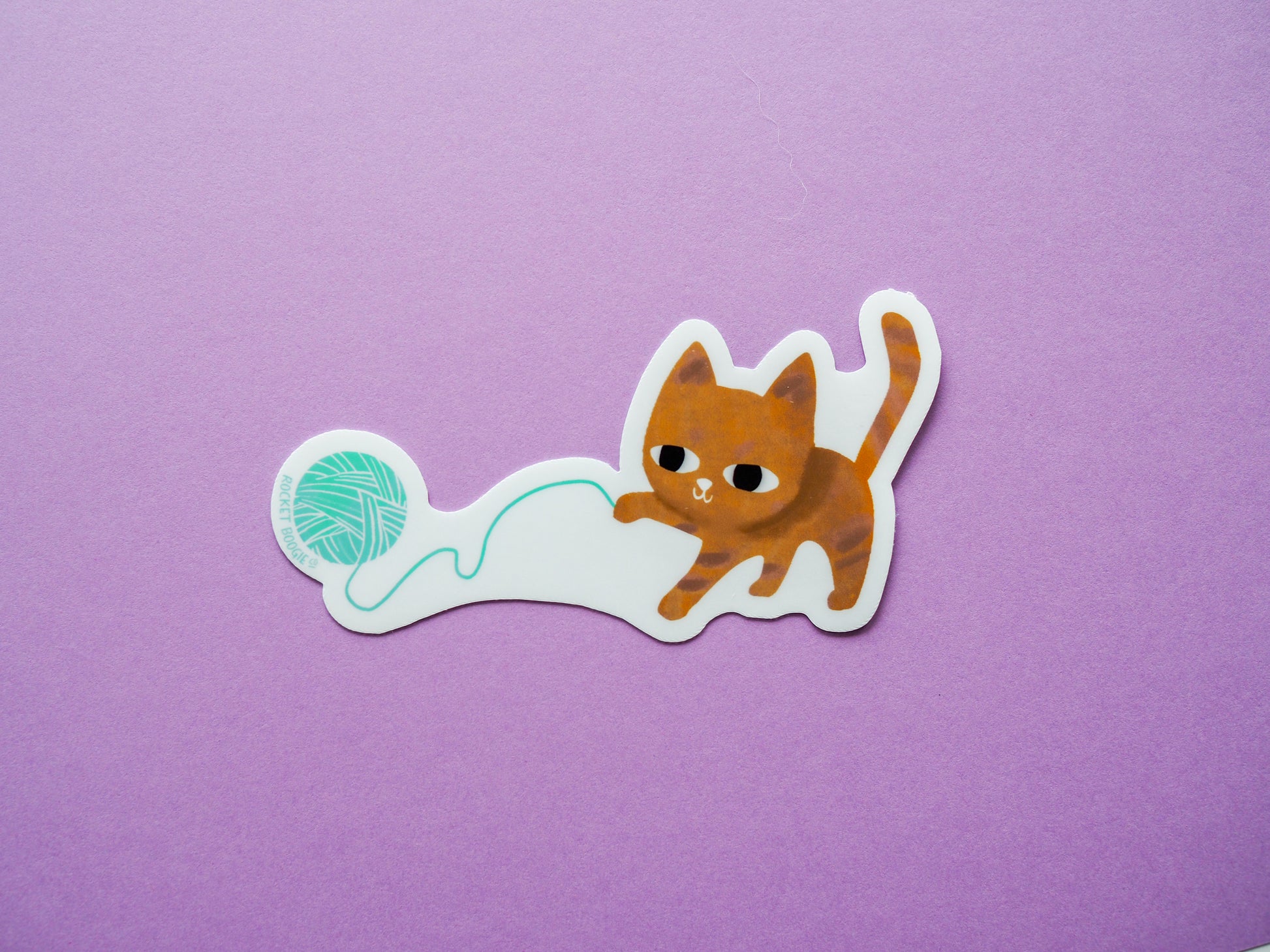 Light Brown Cat with Yarn Sticker