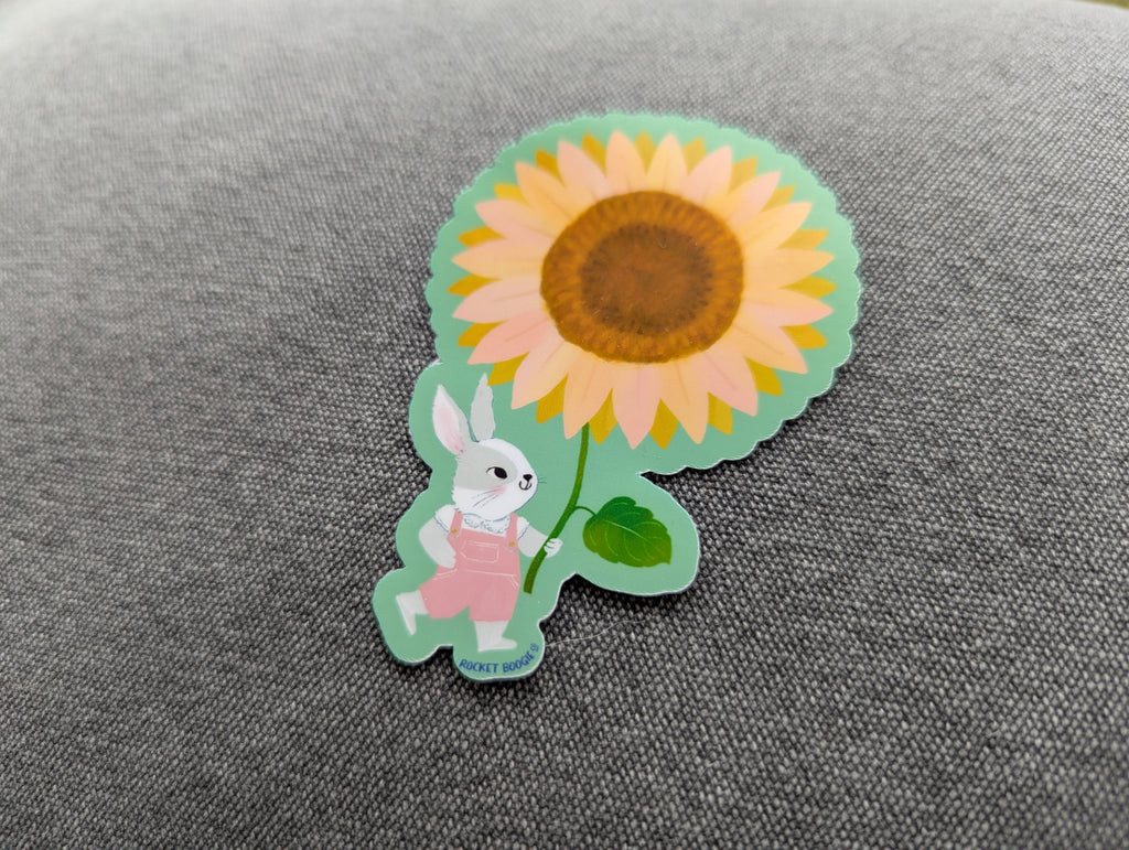 Bunny with Sunflower Sticker