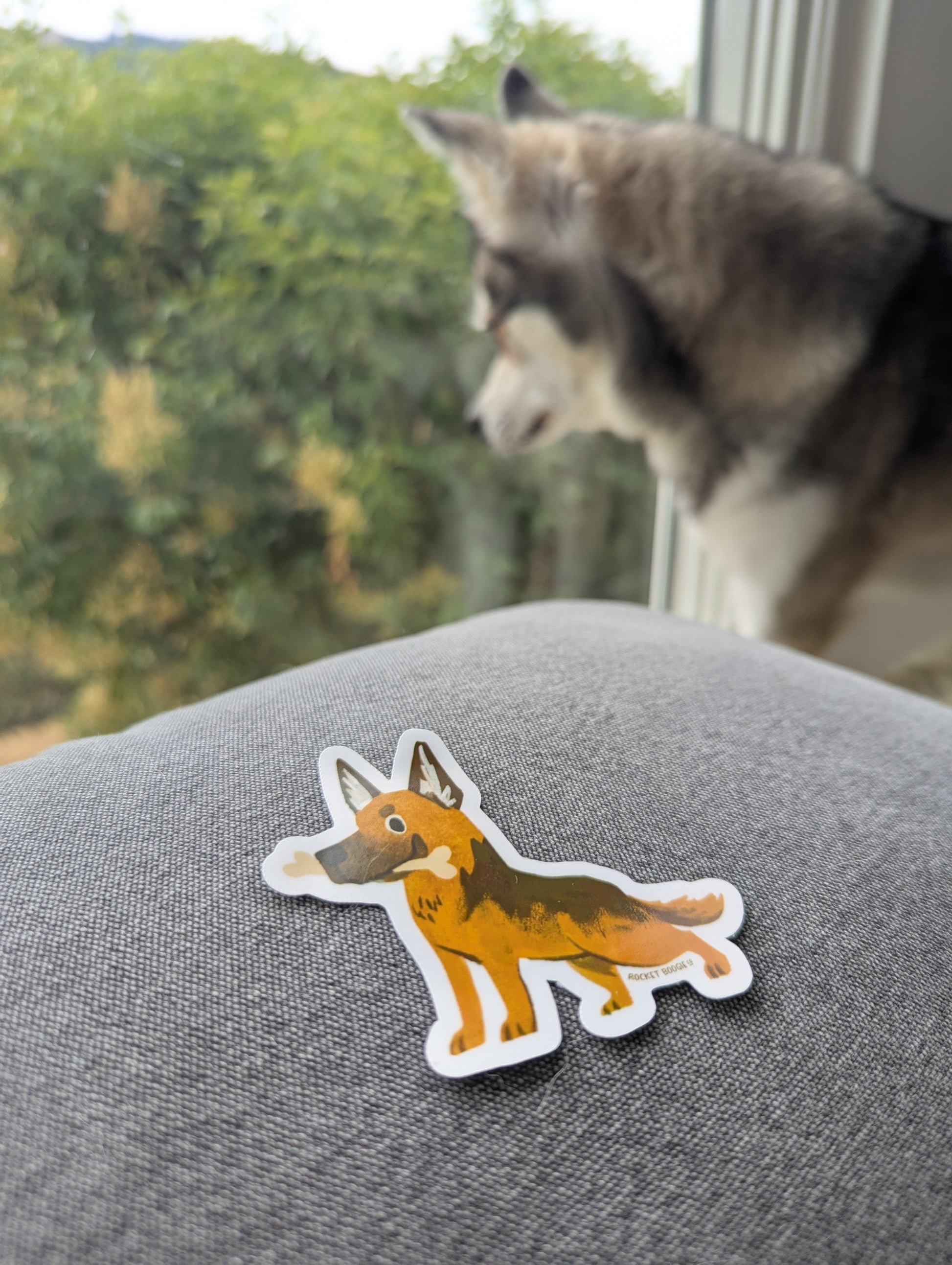 German Shepherd with Bone Sticker