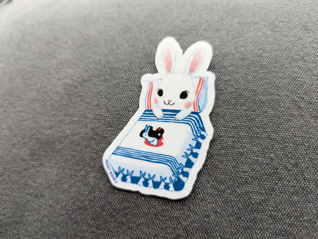 White Rabbit Bunny Bedtime Sticker