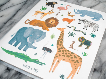 Jungle + Safari Animals Print