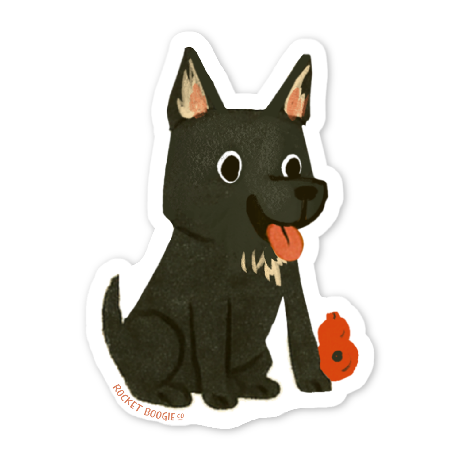 Smiling Black Shepherd Dog Sticker