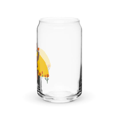 California Bear with Poppy Flower Can Glass