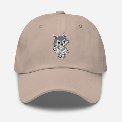 Grey and White Klee Kai Cross Dad Hat