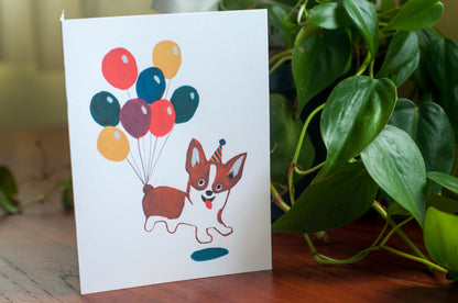 Corgi Balloon Card