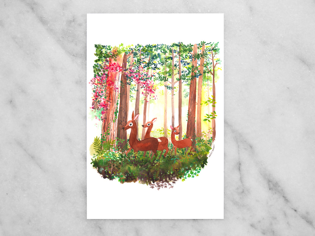 Deer Forest Mini Print / Postcard