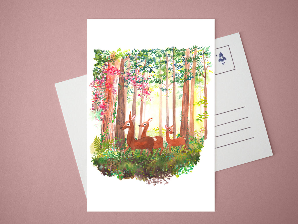 Deer Forest Mini Print / Postcard