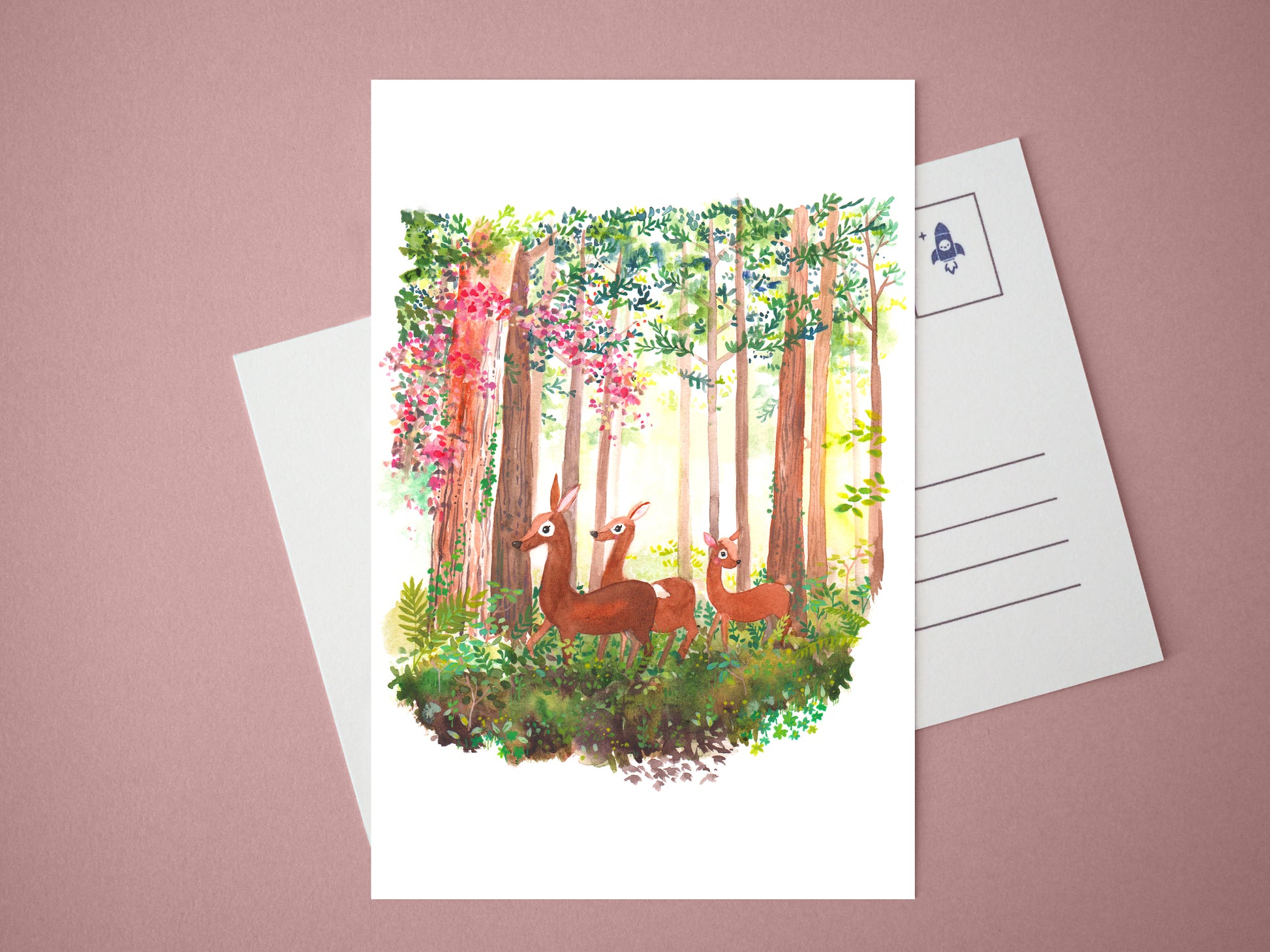 Deer Forest Mini Print / Postcard