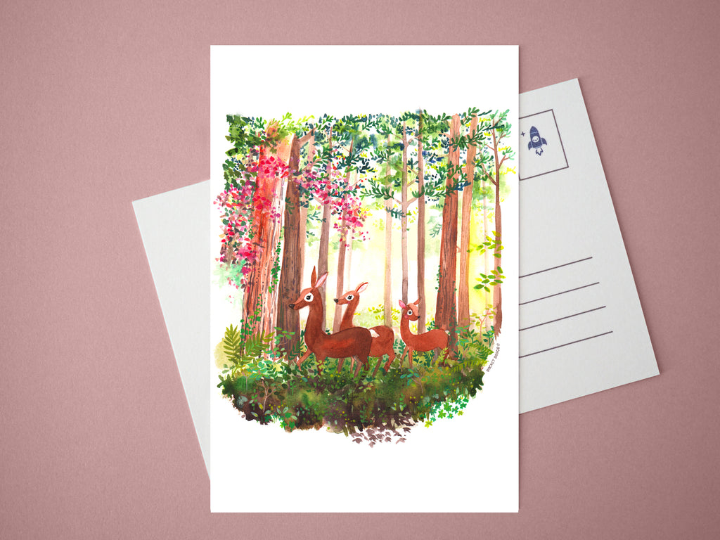 Deer Forest Mini Print / Postcard