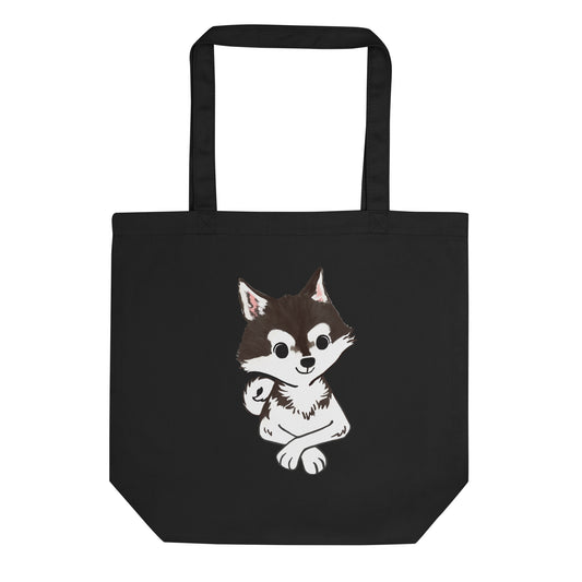 Black and White Klee Kai Cross Eco Tote Bag