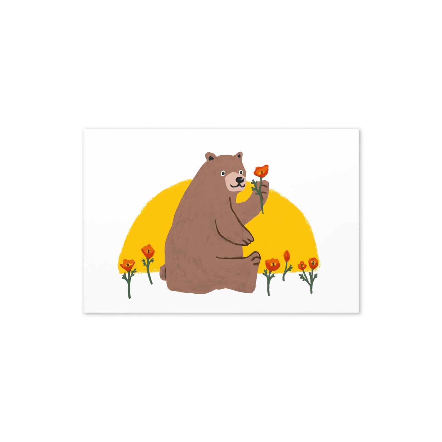 California Bear with Poppy Flower Card