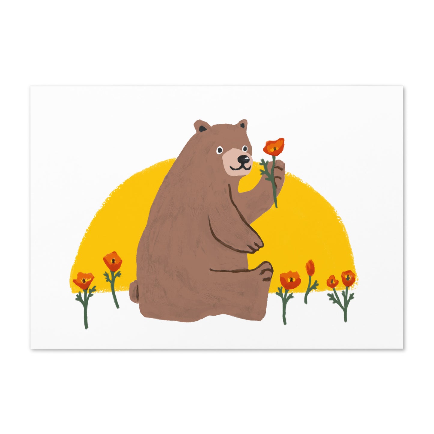 California Bear with Poppy Flower Card