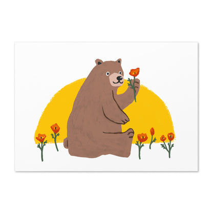 California Bear with Poppy Flower Card