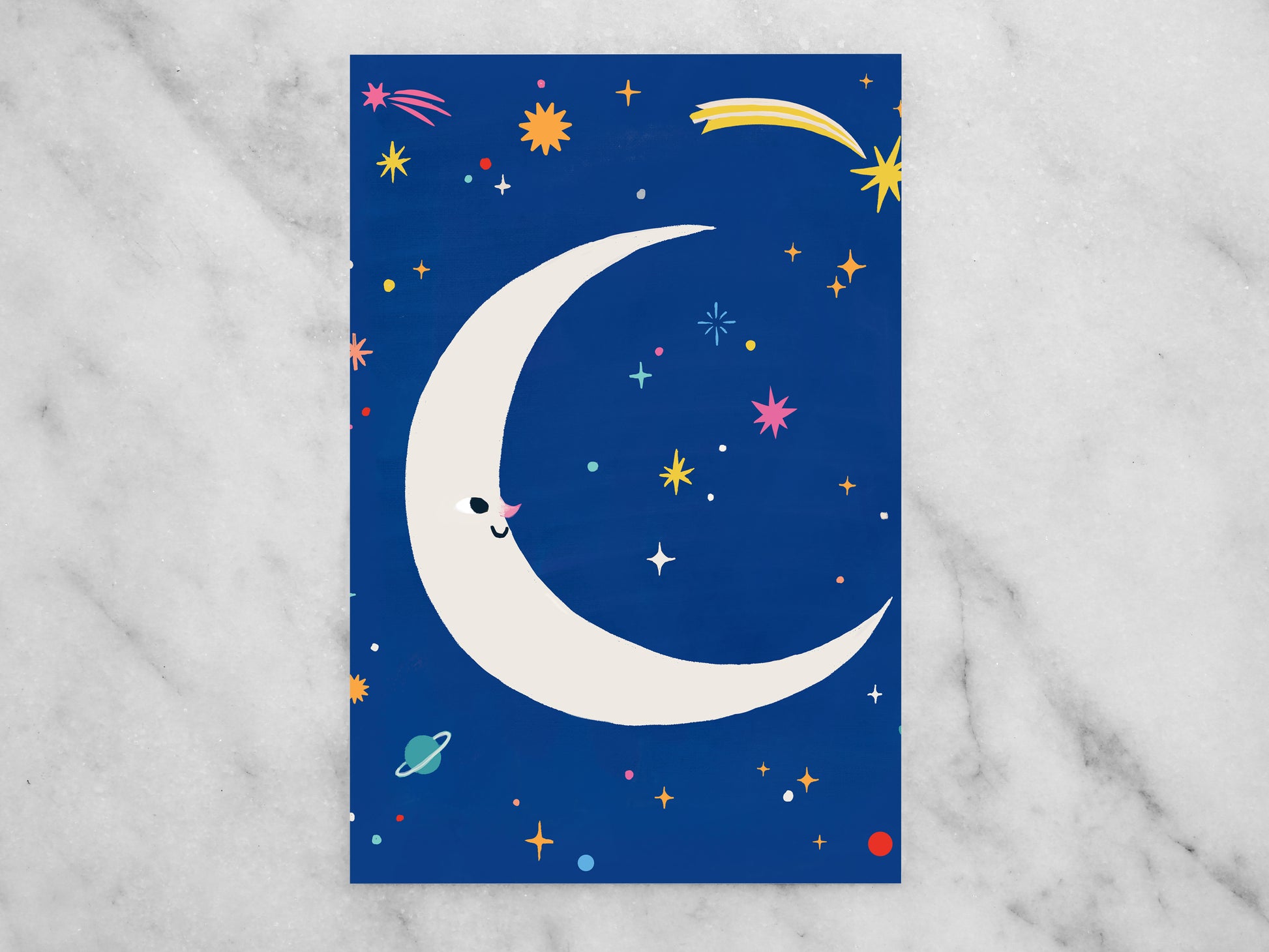 Happy Moon Mini Print / Postcard