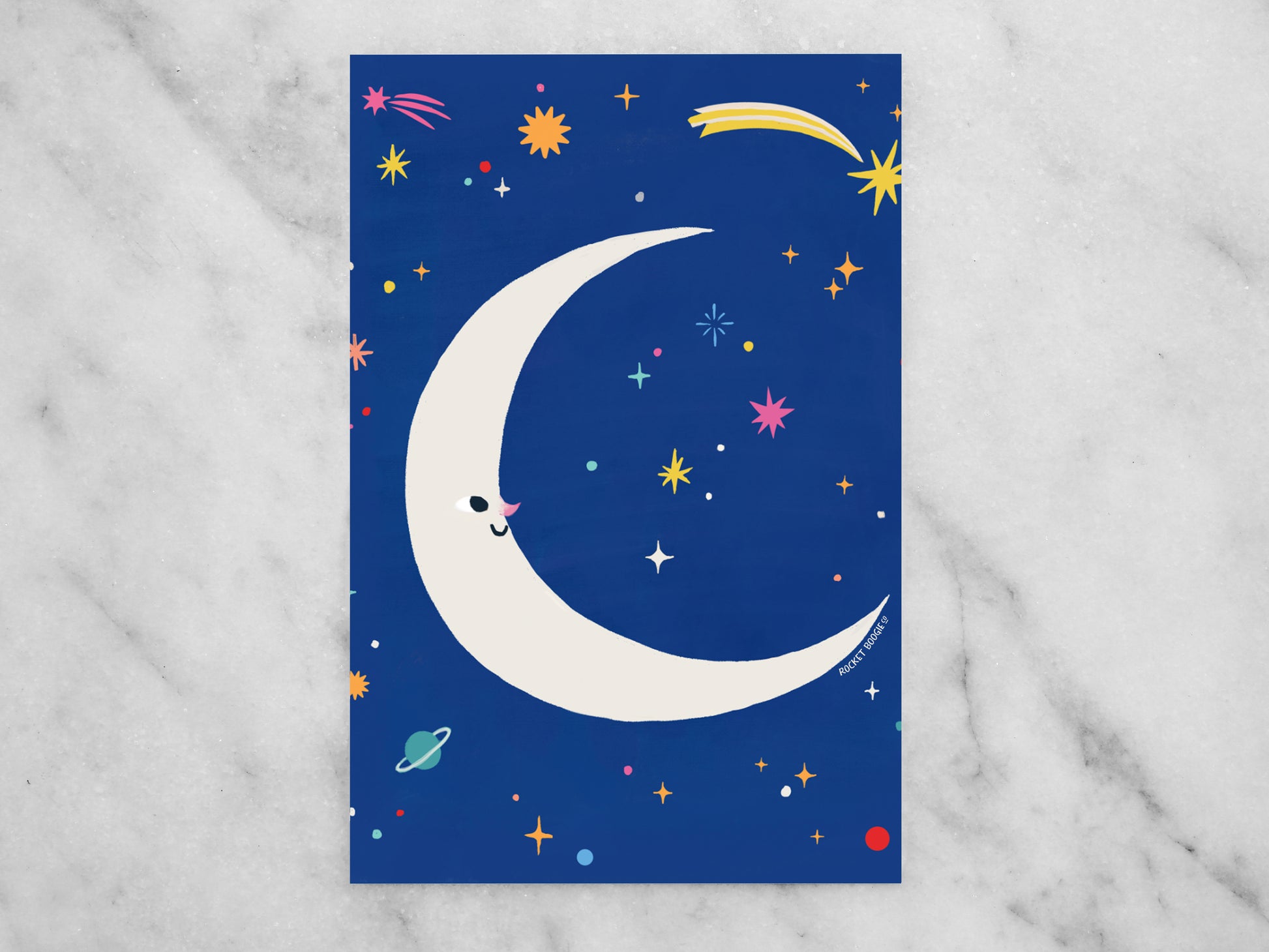 Happy Moon Mini Print / Postcard