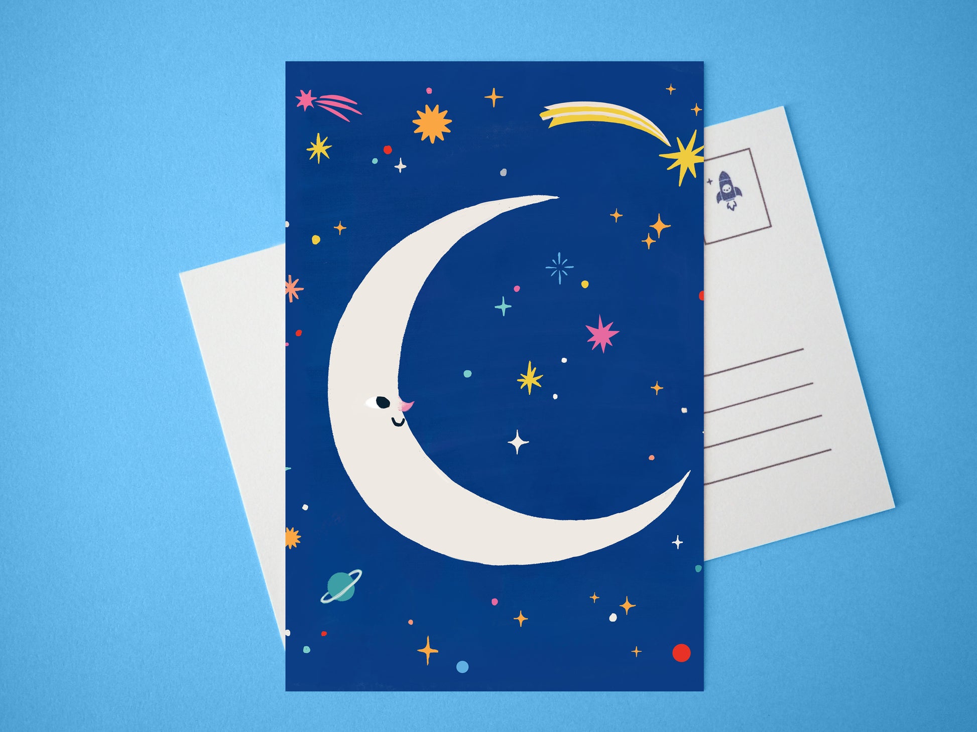 Happy Moon Mini Print / Postcard
