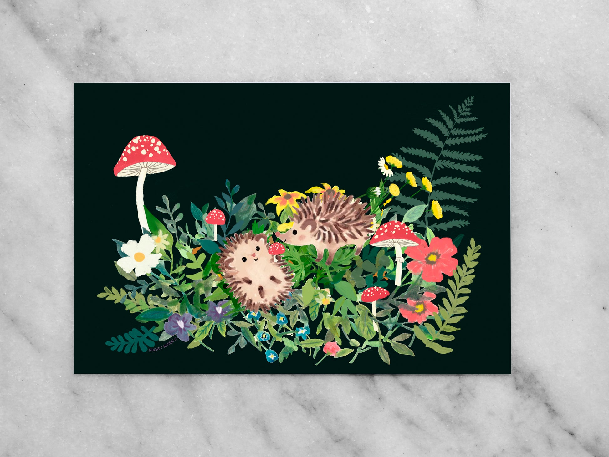 Happy Hedgehogs Mini Print / Postcard