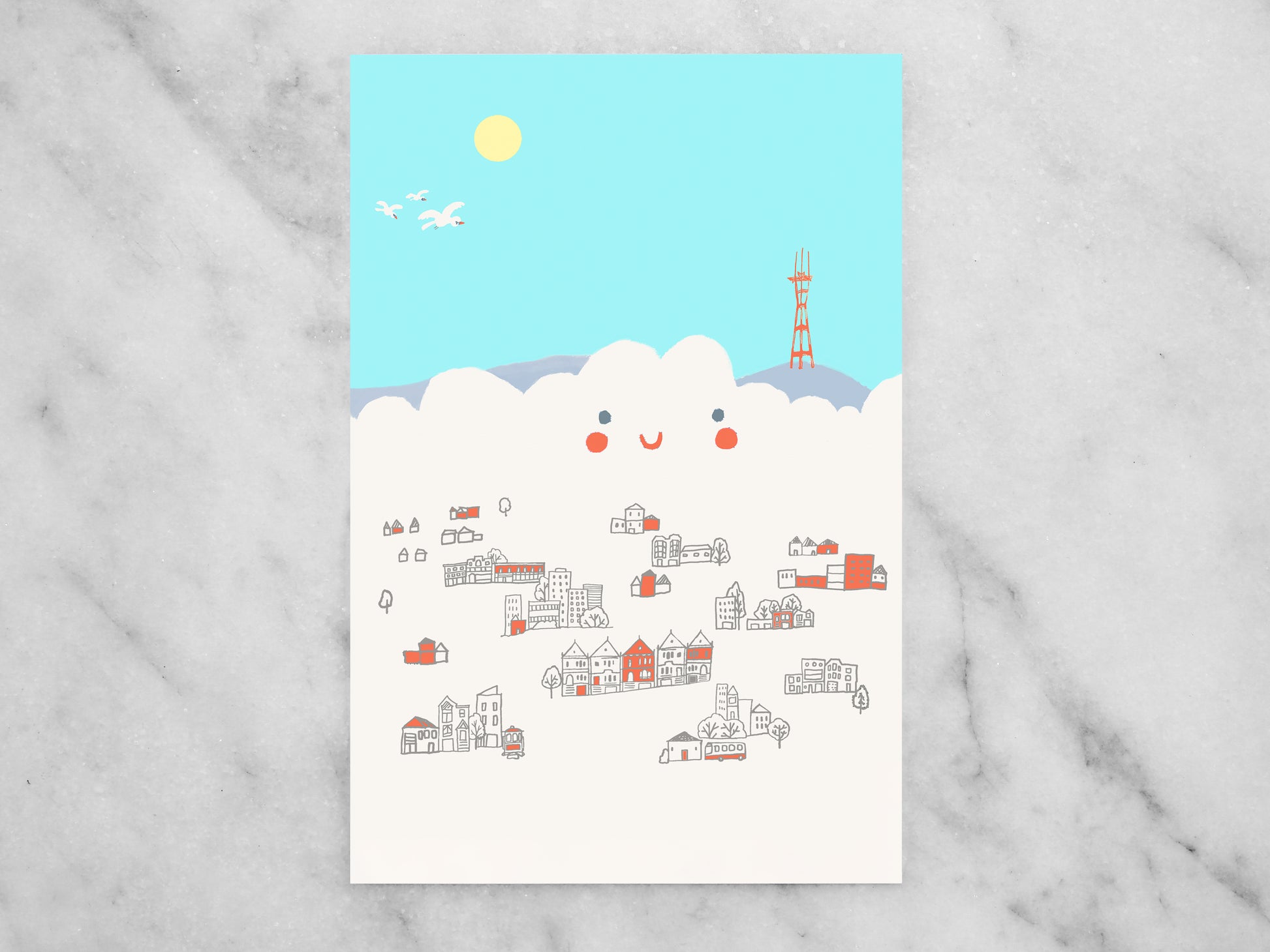 San Francisco (Karl the Fog) Mini Print / Postcard