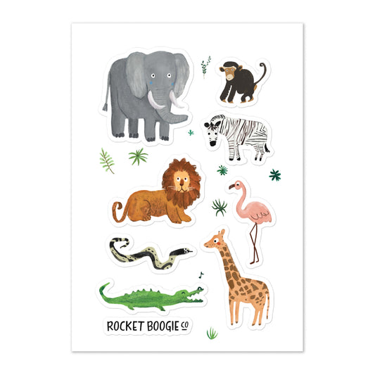 Jungle + Safari Animals Sticker Sheet