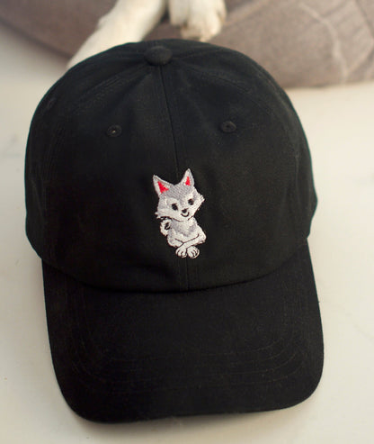 Grey and White Klee Kai Cross Dad Hat