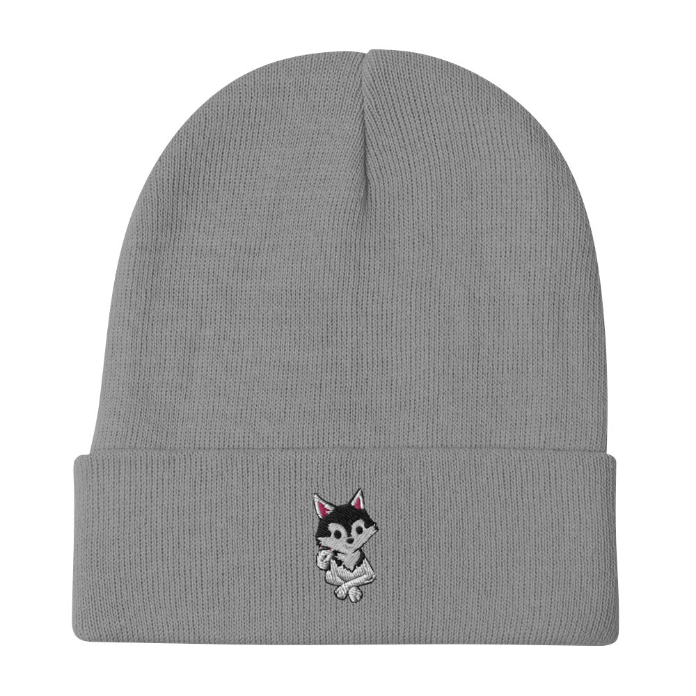 Black and White Klee Kai Cross Beanie