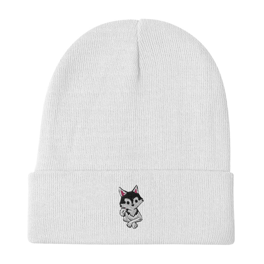 Black and White Klee Kai Cross Beanie