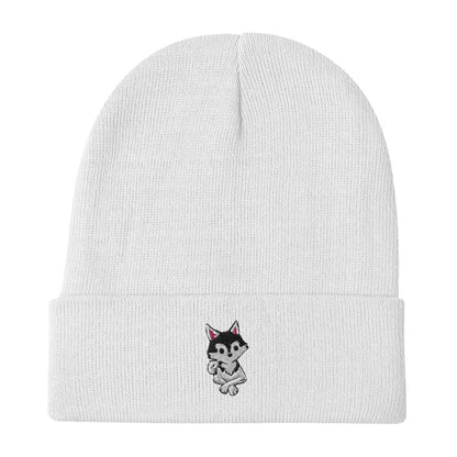 Black and White Klee Kai Cross Beanie