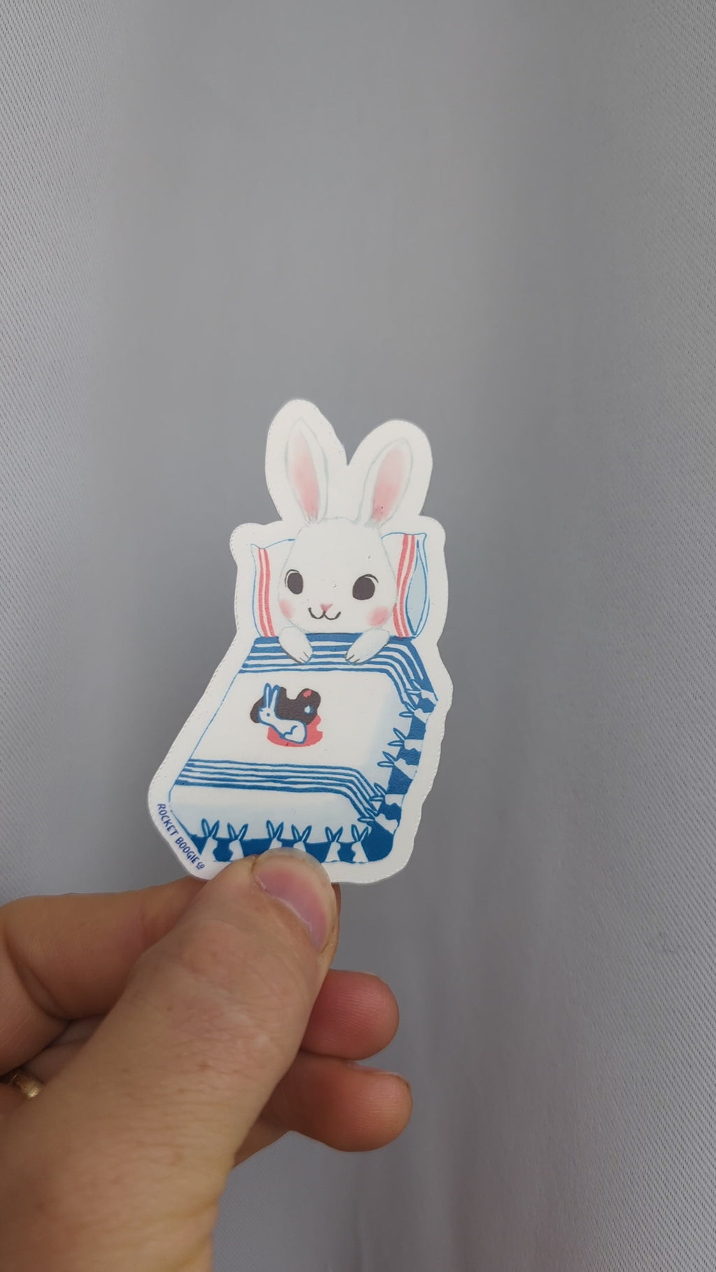 White Rabbit Bunny Bedtime Sticker