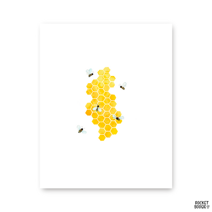Honeycomb + Bees Print