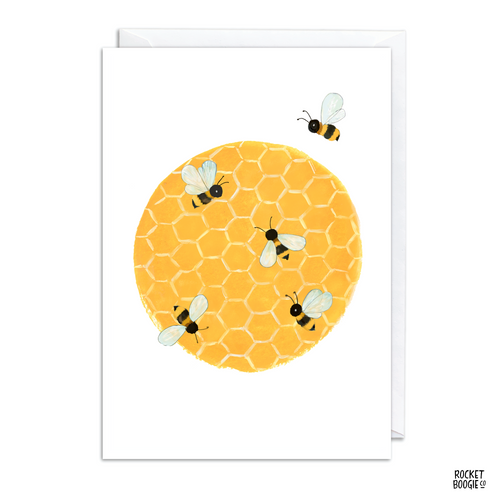 Bees On Honeycomb Card