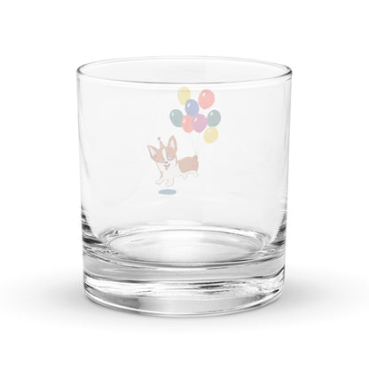 Corgi Balloon Rocks Glass